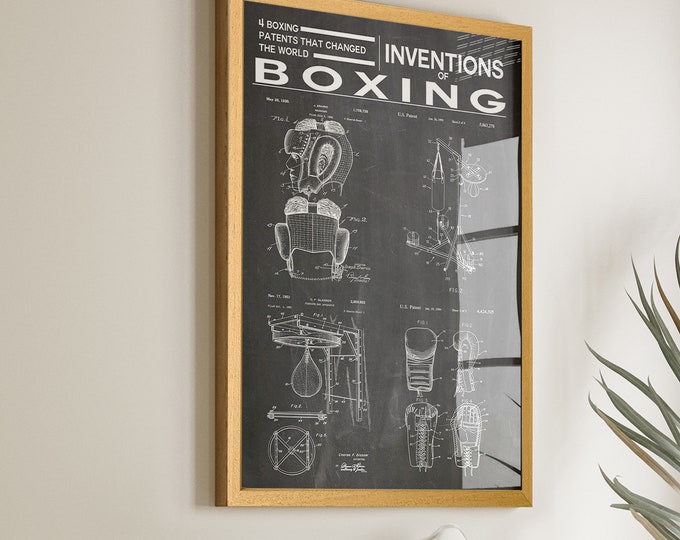 Unleash the Spirit of Boxing with Patent Prints - Inventions of Boxing - Ideal Boxing Wall Art for Boxer Gym Decor and Enthusiasts - Win45