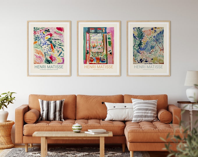 Matisse Gallery Wall Set of 3 Posters Matisse Posters Set High Resolution Reproductions of 3 Henri Matisse Paintings Framed Option Available