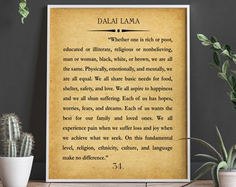 Dali Lama Quote Dali Lama Quotation Dali Lama Book Wall Art Large Book Quote Large Book Poster Quote Poster Buddhist Wall Art College Poster