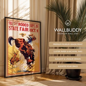 Vintage Rodeo Poster: Cowboy Wall Art, Western Decor image 3