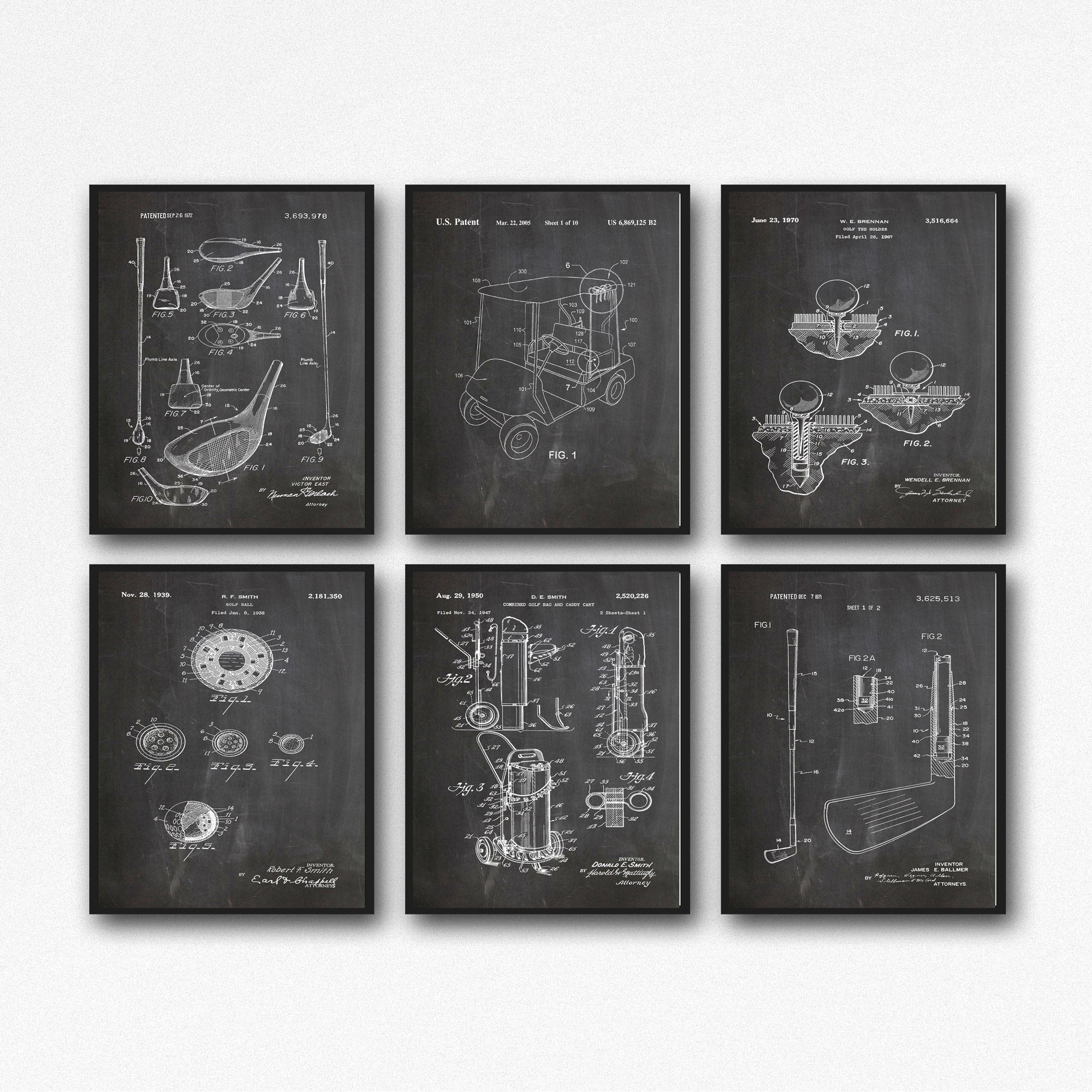 golf gift set of 6 golf posters golf decor sports wall posters golf