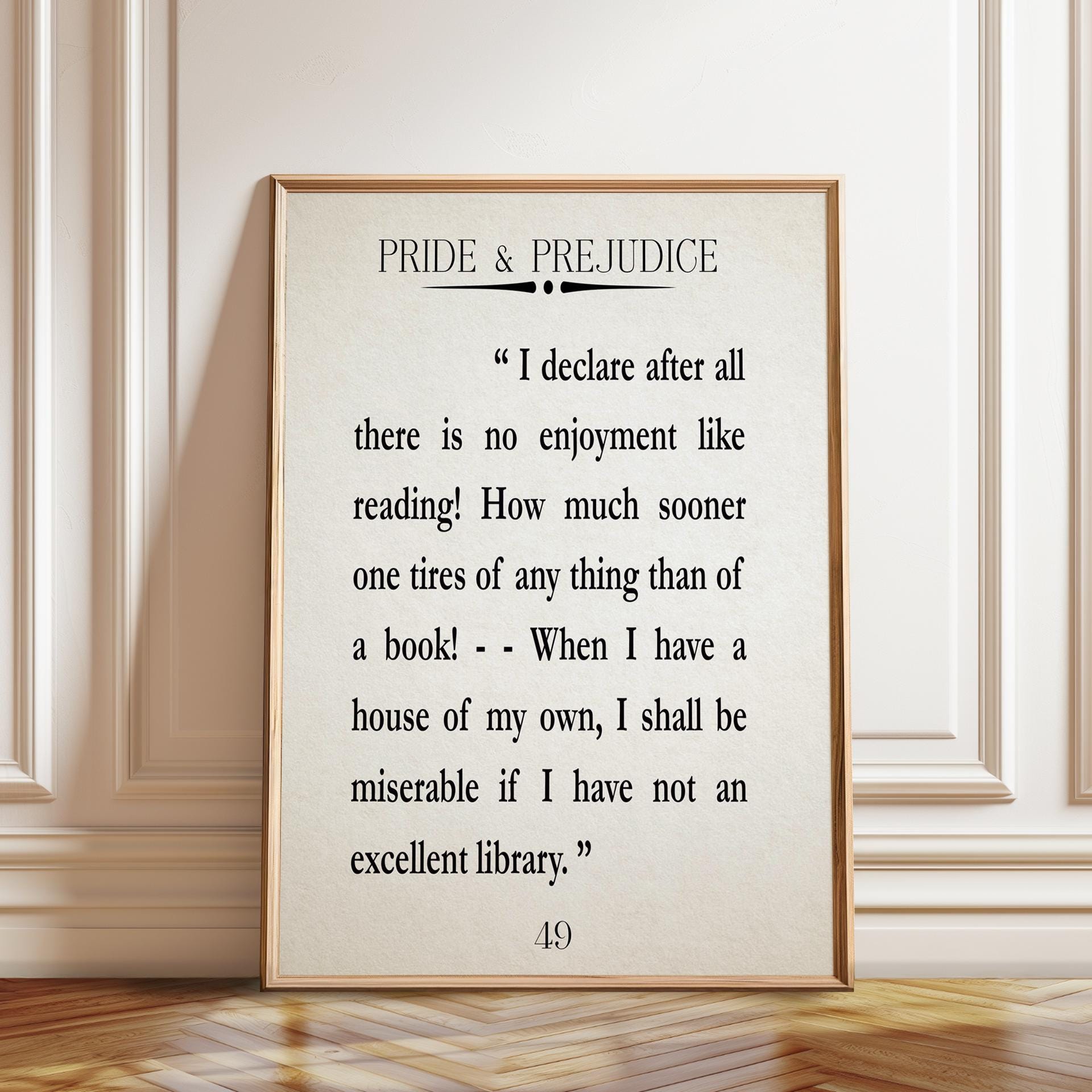 Pride and Prejudice Quote Jane Austin Reading Literature Library Wall Art Library Decor Jane Austin Print – Poster, Framed and Canvas Print