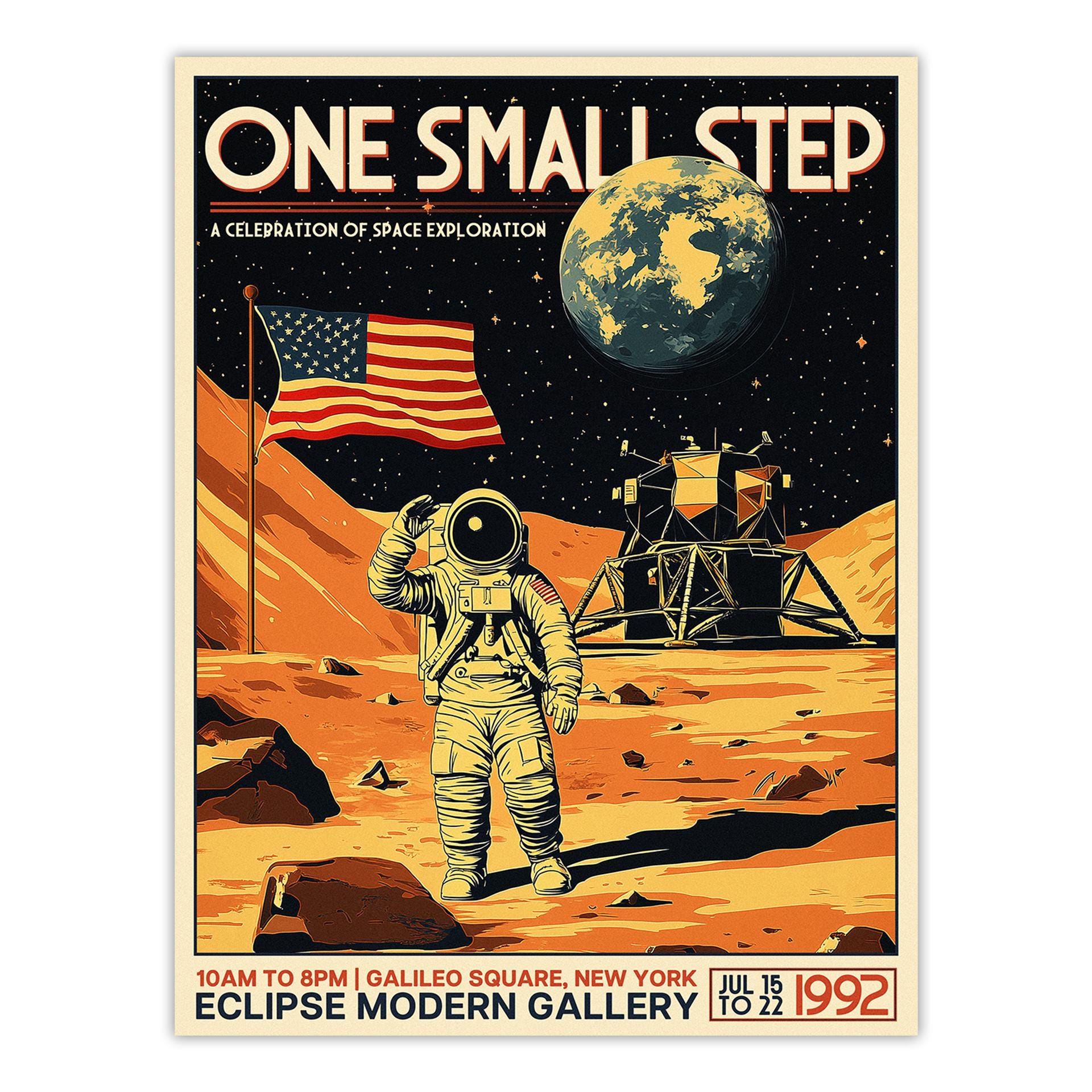 Retro Apollo 11 Moon Landing Poster: Vintage Space Exploration Art