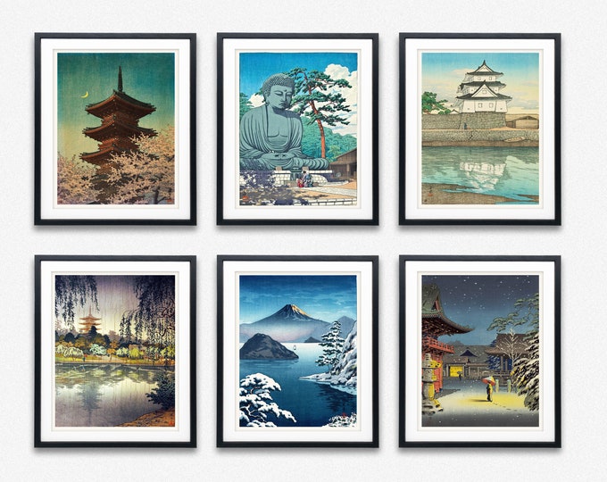 Japanese Prints Set of 6 Japanese Woodblock Prints Japanese Art Prints Enhance Your Home Decor with a Set Japanese Woodblock Giclee Prints