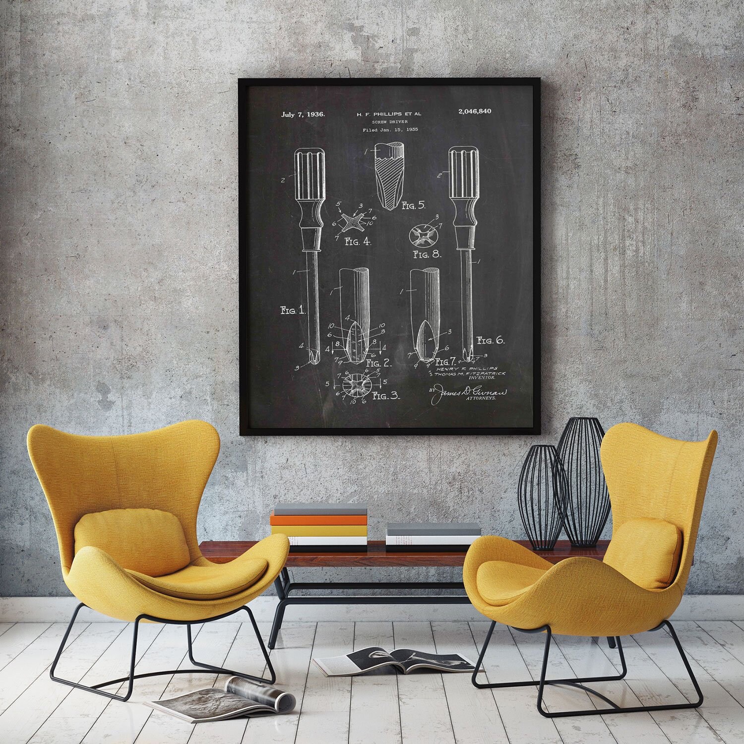 Screwdriver Patent Print Workshop Decor Garage Decor Mechanic Gift