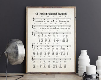 All Things Bright and Beautiful Hymn Sheet Music Poster