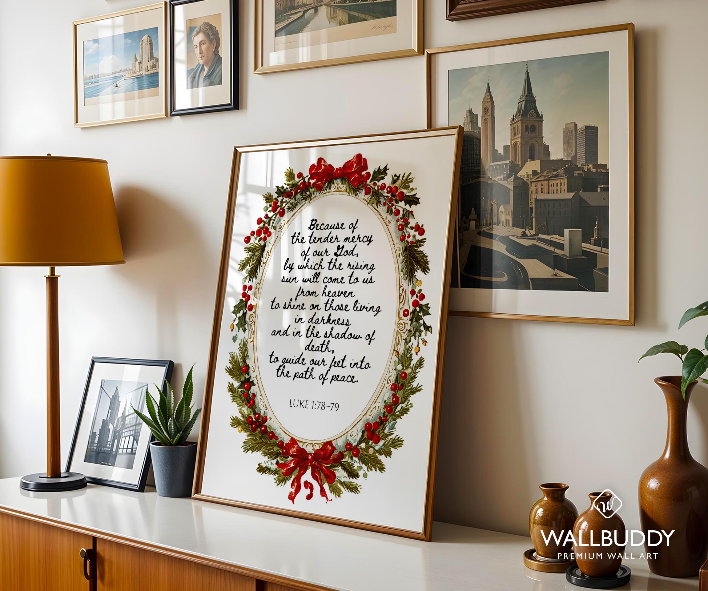 Luke 1 78–79 Bible Verse Art Print: Christmas Mercy and Peace Wall ...