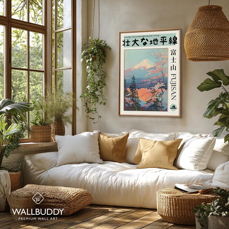 Mount Fuji Art Print: Serene Japanese Sakura Landscape image 2