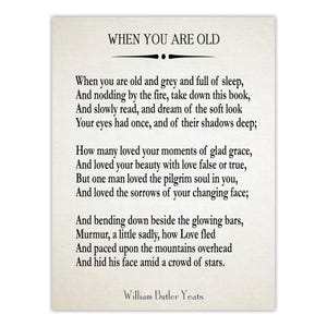 William Butler Yeats Poem Print – "When You Are Old" Anniversary Gift Ivory