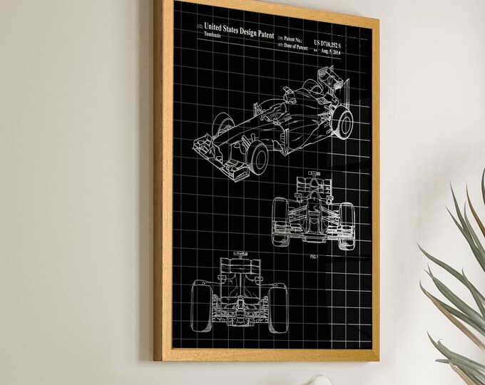 Formula Racing Car Patent Art - Grand Prix Decor for Racing Enthusiasts - Unique Formula Gift - Small to Large Racing Poster - WB341