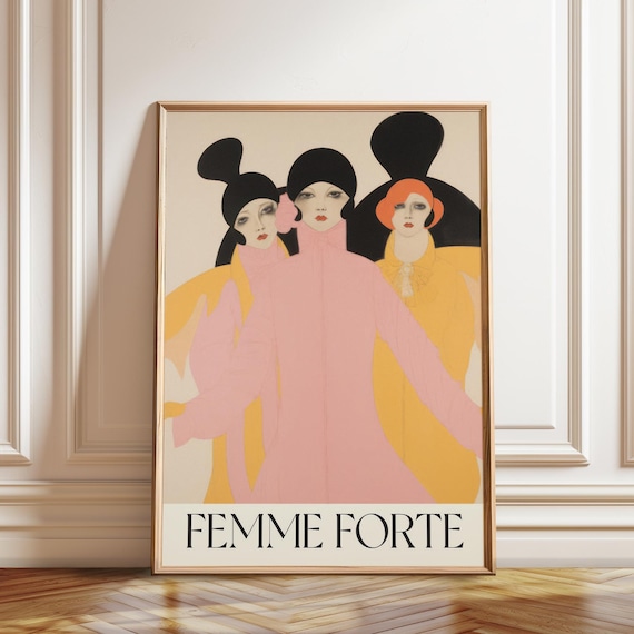 Strong Women Art Deco Print: Fashion Illustration, Empowering Wall Art
