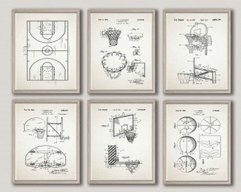 Basketball Posters Set of 6 Patent Prints Basketball Wall Art Basketball Decor Basketball Print Basketball Gift for Basketball WB296-WB301