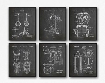 Boxing Patent Prints Set: Vintage Sports Art, Gym Decor