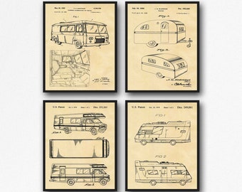 4 Camper Van Posters RV Travel Posters Set of 4