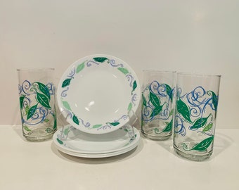 Corelle Spearmint Plates and Glasses