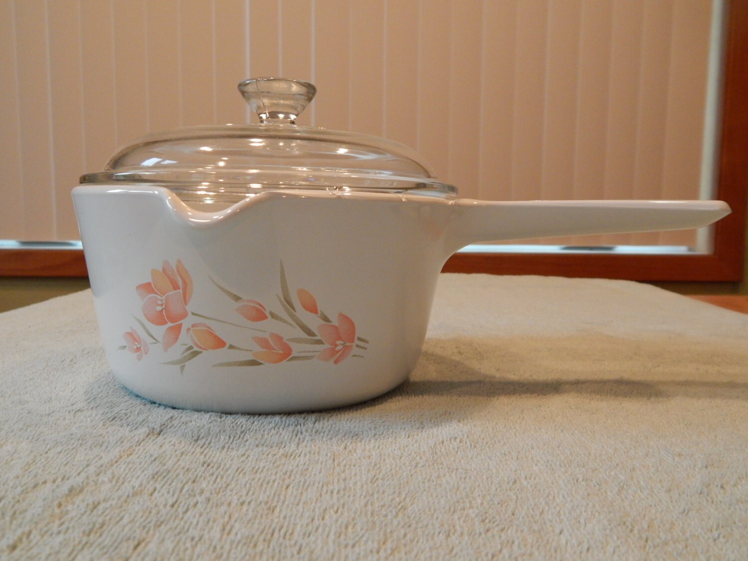 Corning Ware Peach Floral Saucepan Etsy