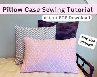 EASY Pillow Case Sewing Tutorial, Envelope Pillow Case cover sewing pattern, How to sew a pillow case, Beginners Sewing Project Pillowcase