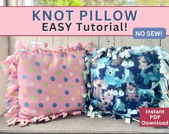 EASY Knot Pillow Tutorial, No Sew Knot Pillow tutorial, easy craft project ideas, fleece pillow cover, how to make a knot pillow