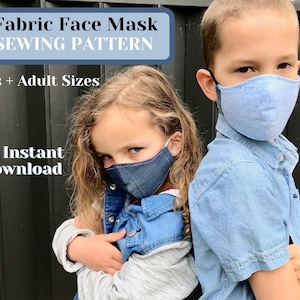 Kids Face Masks SEWING PATTERN PDF, How to sew a face mask, Adult and Child Size Face Masks, 2-layer fabric Face Mask pattern, diy face mask