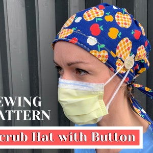 Scrub Cap SEWING PATTERN PDF, Surgical Cap sewing pattern, scrub cap pattern, scrub hat with room for hair, nurses hat, chemo hat pattern image 2