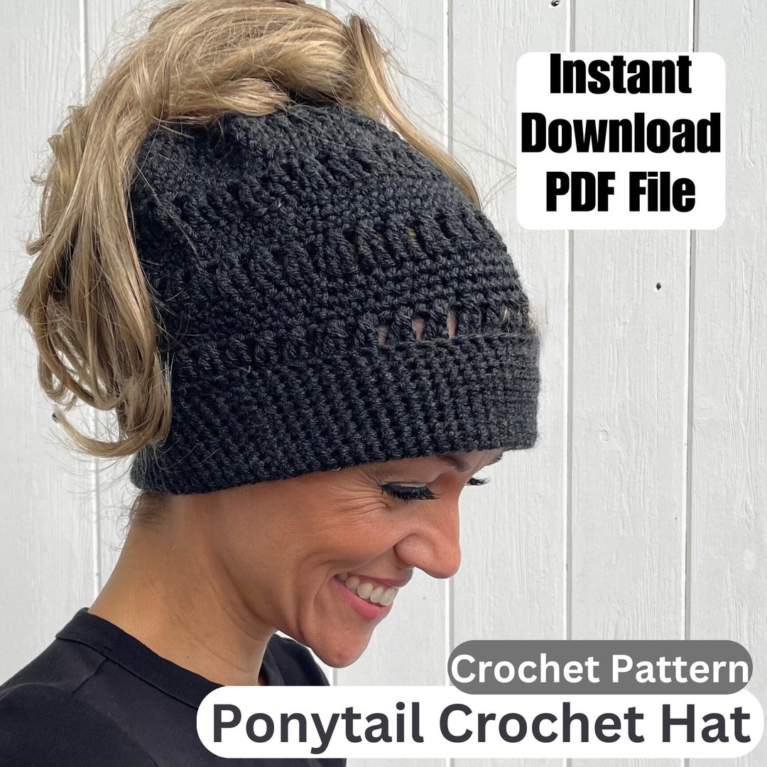 Modèle de bonnet au crochet pour queue de cheval, Modèle de bonnet