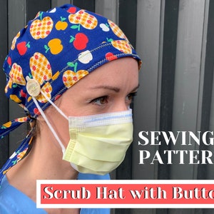 Surgical Hat SEWING PATTERN PDF, Scrub Cap With Button Sewing Pattern ...