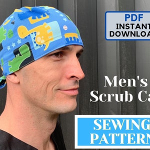 Chirurgische pet NAAIPATROON geen elastische pdf, naaipatroon scrubmuts heren, naaipatroon operatiemuts heren, scrubmuts met knoop