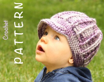 Crochet Pattern Hat for Girl, Hat with Visor, Newsbody Hat for Girls, Newborn Photography Prop, Newborn Pictures Hat, Fall Hat for Girls