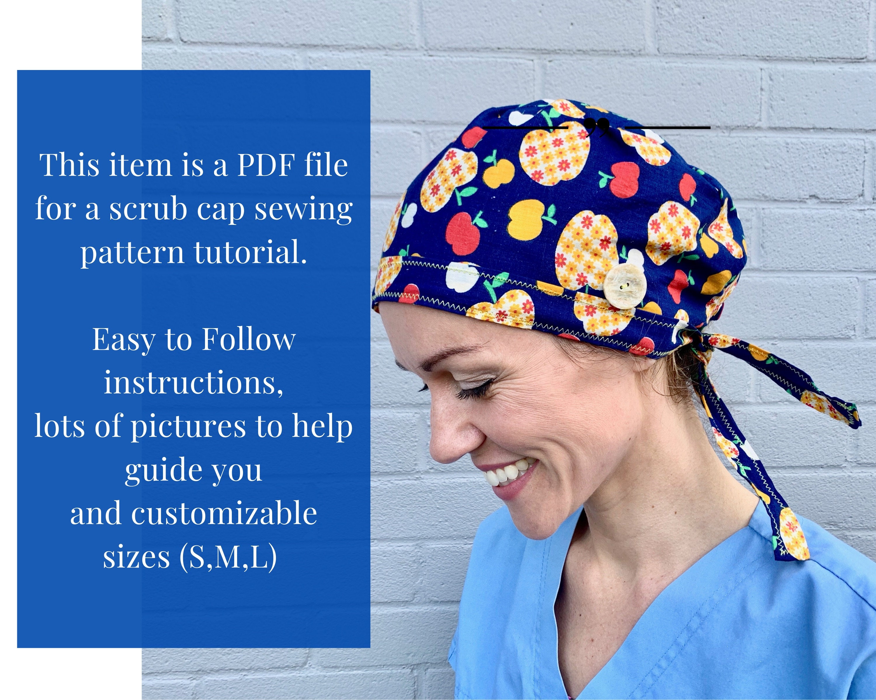 Scrub Cap SEWING PATTERN PDF Surgical Cap sewing pattern | Etsy