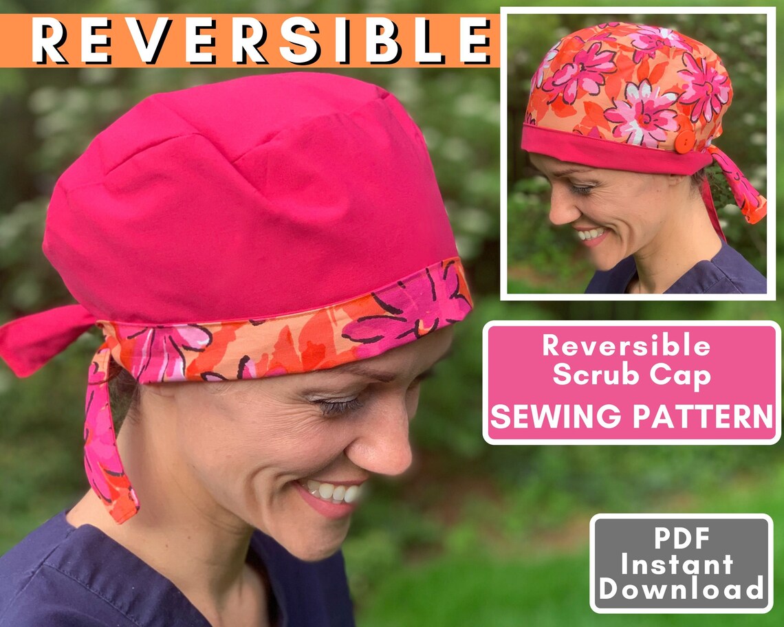 Scrub Hat PATTERN PDF Reversible Scrub Cap Sewing Pattern Etsy Canada