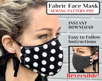 Face Mask Pattern PDF, Face Mask sewing pattern pdf, how to make a face mask, Fabric Mask Pattern printable, diy face mask pattern PDF