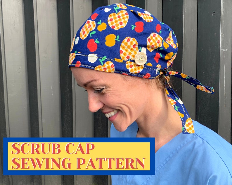 Scrub Cap SEWING PATTERN PDF, Surgical Cap sewing pattern, scrub cap pattern, scrub hat with room for hair, nurses hat, chemo hat pattern image 1