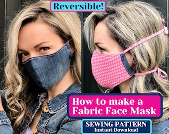 Face Mask PATTERN PDF,  Fabric mask pattern PDF download, Face mask sewing pattern, Washable Face mask pattern pdf download, diy face mask