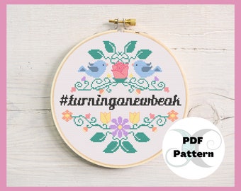 A Court of Fey and Flowers #turninganewbeak | Cross Stitch PDF Pattern | Dimension 20 Actual play inspired | Lords of the Wing catch phrase