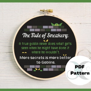 La regla duende de Sneakery- Dimensión 20 Una corte de hadas y flores inspirada / Patrón PDF de punto de cruz / Patrón principiante-intermedio