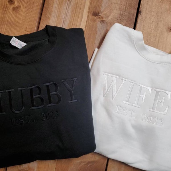 Wife Sweatshirt, Hubby Sweatshirt, Gift for Fiance, Wedding Gift, Wedding shirt, Husband & Wife Gift,Matching Couple Sweatshirt,wedding gift