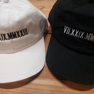 Anniversary Date Roman Numerals Hats, Custom Anniversary Date Hat, Couple Hats, Gifts for Him, Gifts for Her, Baseball Cap, husband gift