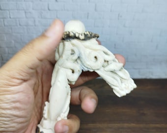 Cthulhu Octopus Kraken & Whale Fish Handle Walking Stick Cane from  Antler Carved