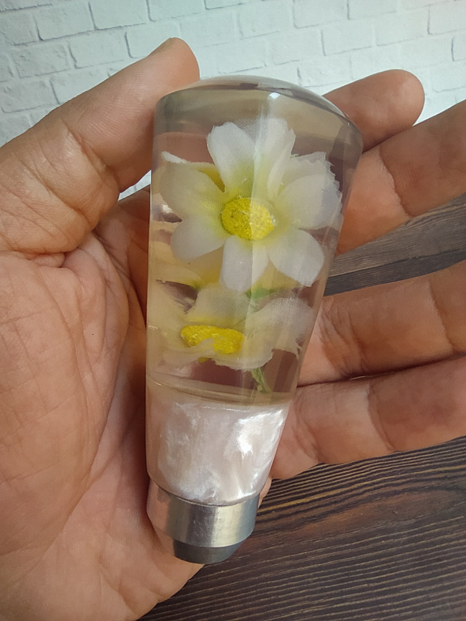 Underwater White Flower Gear Shift Shifter Knob From Acrilyc Etsy
