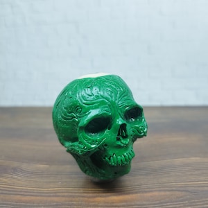 Tribal Skull Skeleton HeadGear Shift Shifter Knob Handle Transmission from Billiard Ball Number 6 Hand Carved (Thread 12x1,25)