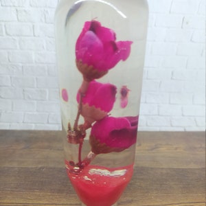 Underwater Red TULIPS Mini Rose  Flower Gear Shift Knob Acrylic Resin_a291