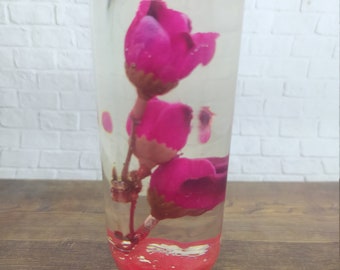 Underwater Red TULIPS Mini Rose  Flower Gear Shift Knob Acrylic Resin_a291