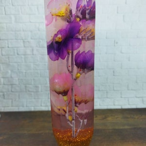Underwater Purple & Pink Red Cherry Blossom Flower Gear Shift Shifter Knob Acrylic Resin_c13