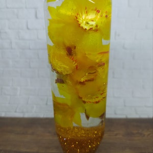 Underwater Yellow Cherry Blossom Flower Gear Shift Knob Acrylic Resin_a237