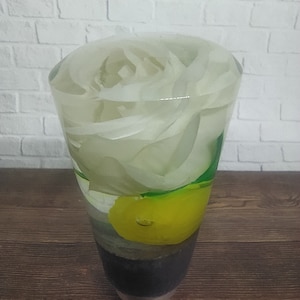 Underwater White and Yellow Rose Flower Gear Shift Knob Acrylic Resin_a167 (Thread 12x1,25)