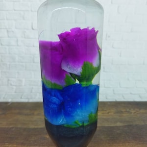 Underwater Blue and Purple Rose Flower Gear Shift Knob Acrylic Resin_a328