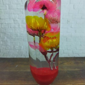 Underwater Red Pink and Yellow Cherry Blossom Flower Gear Shift Knob Acrylic Resin_a311