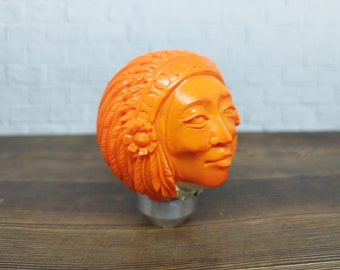 Indian Girl Woman Head Gear Shift Shifter Knob Handle Trasmissione da Billiard Ball Numero 5 Intagliato a mano