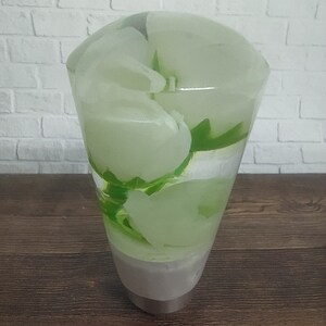 水中ホワイトチューリップミニローズバッドフラワーギアシフトシフターノブアクリル樹脂_a163