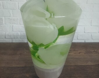 Underwater White TULIPS Mini Rose Bud Flower Gear Shift Shifter Knob Acrylic Resin_a163